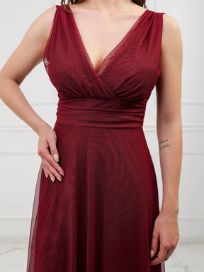Flavia V-Neck Tulle Bridesmaid Dress