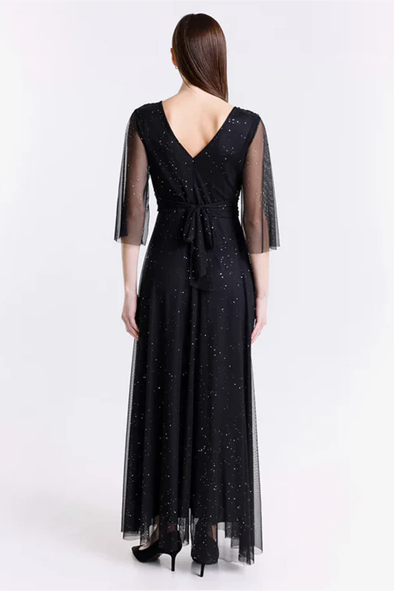 Abito lungo in tulle con maniche lunghe Ludovica