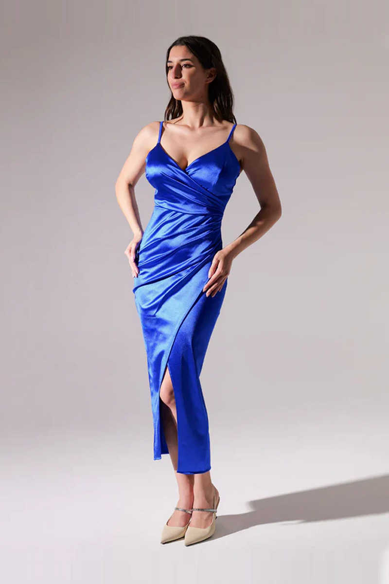 Aurora Draped Satin Maxi Dress
