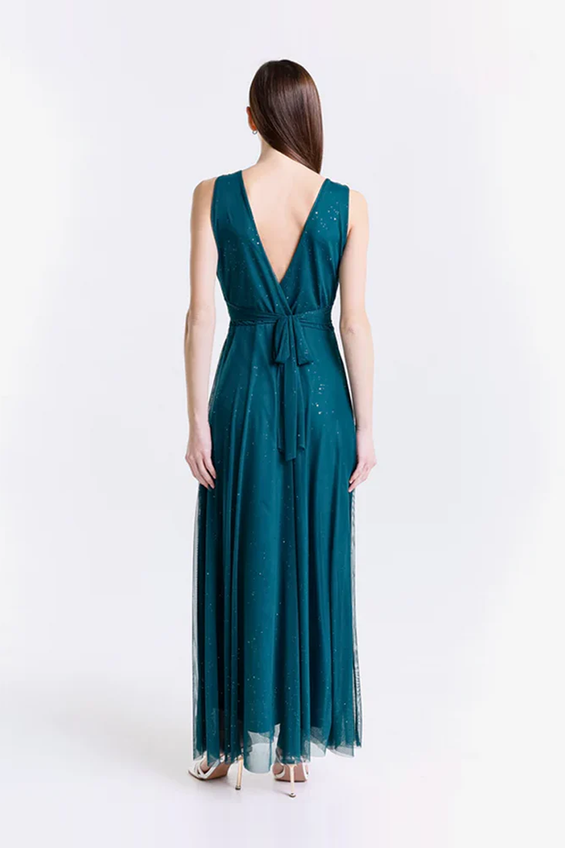 Giulia V-neck long tulle dress