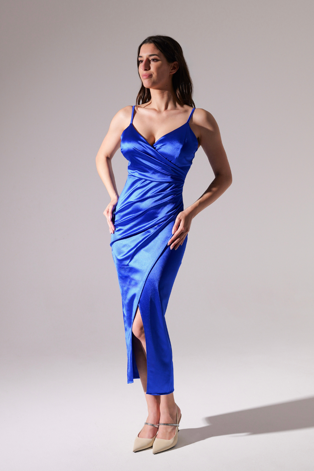 Aurora Draped Satin Maxi Dress