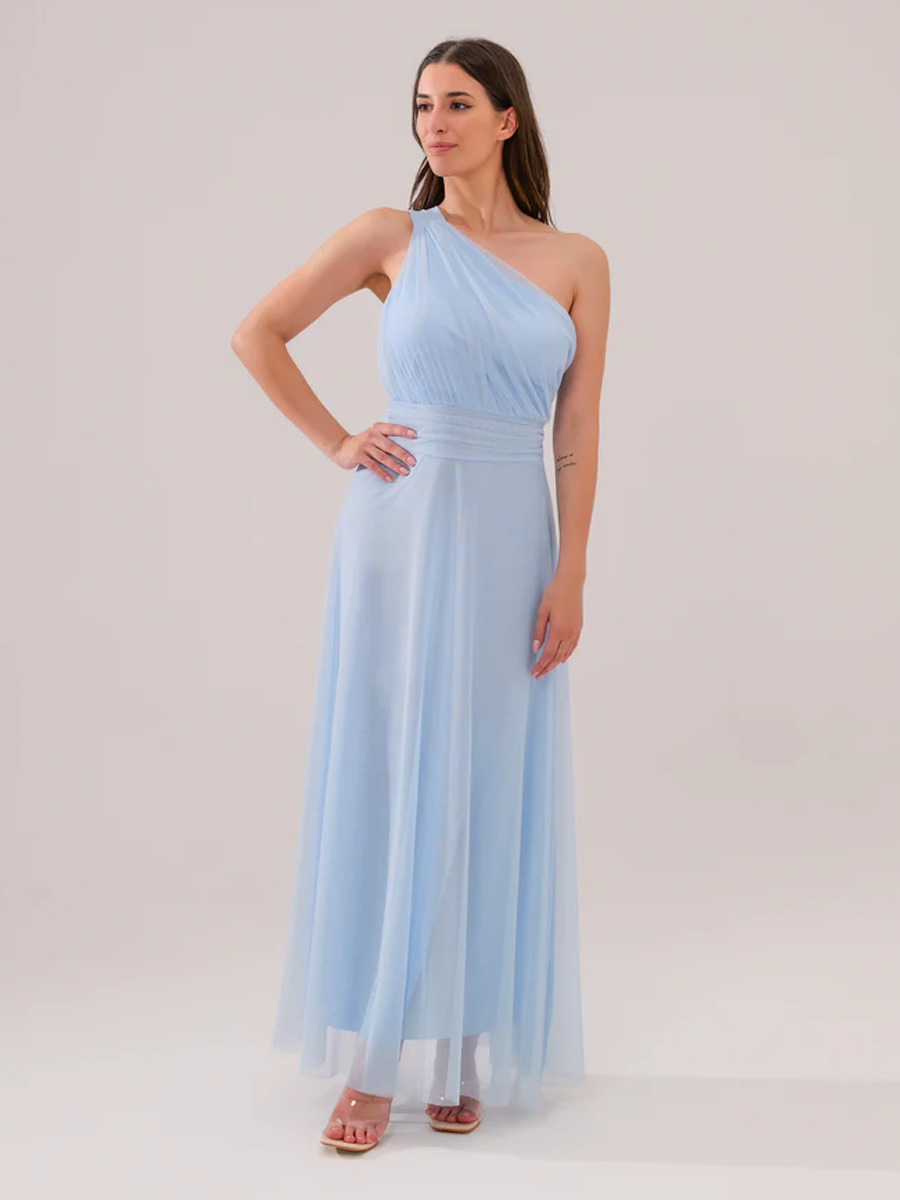Abito lungo in tulle monospalla Lily