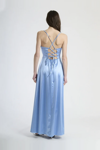 Long dress with boning bodice and side slit Iris 