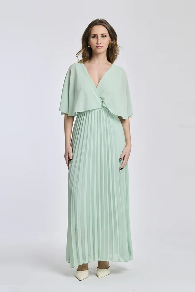Ivonne Pleated Chiffon Dress