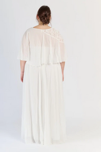 Elegant Chiffon Long Dress with Lace Details “Iselda” (Plus Size)