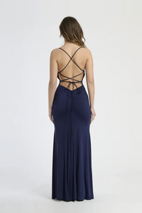 Vestito lungo aderente a sirena semitrasparente Corinna