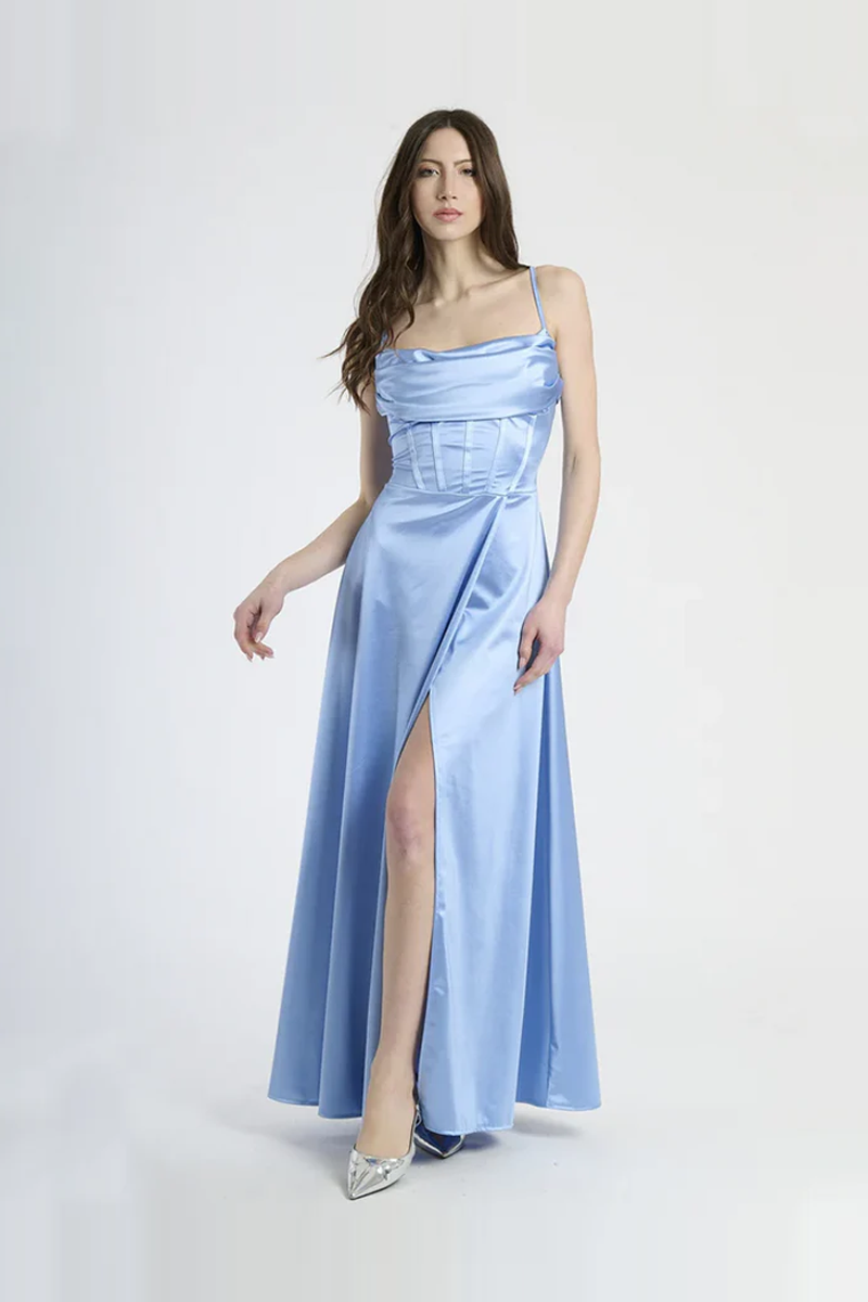 Long dress with boning bodice and side slit Iris 