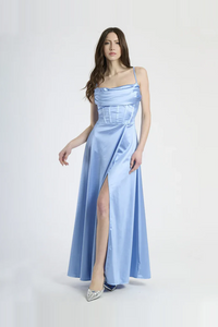 Long dress with boning bodice and side slit Iris 