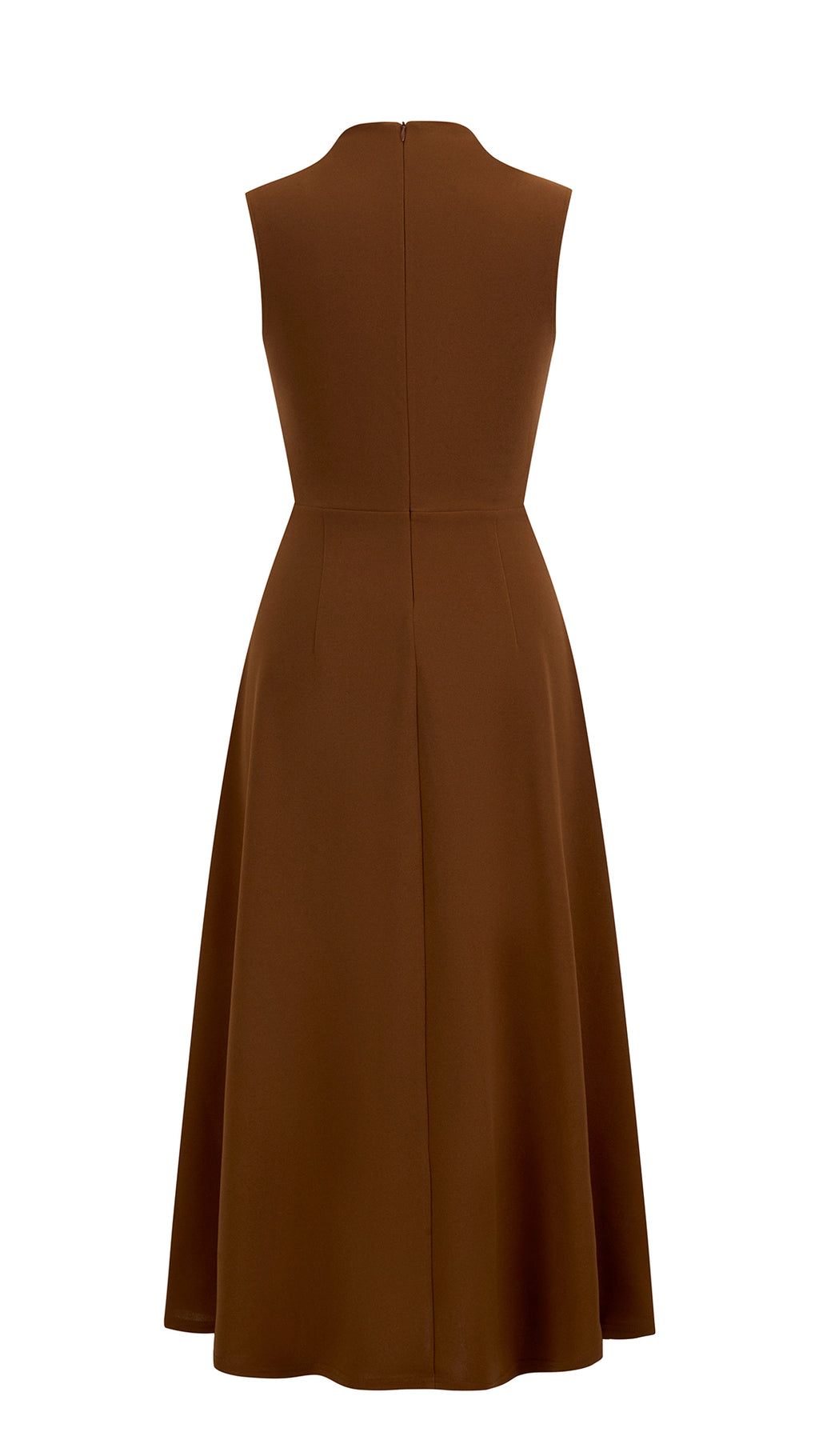 Abito Midi Donna Senza Maniche, Collo con Nodo Arricciato, Vita Definita, Modello A‑Line Elegante per Cerimonie e Ufficio