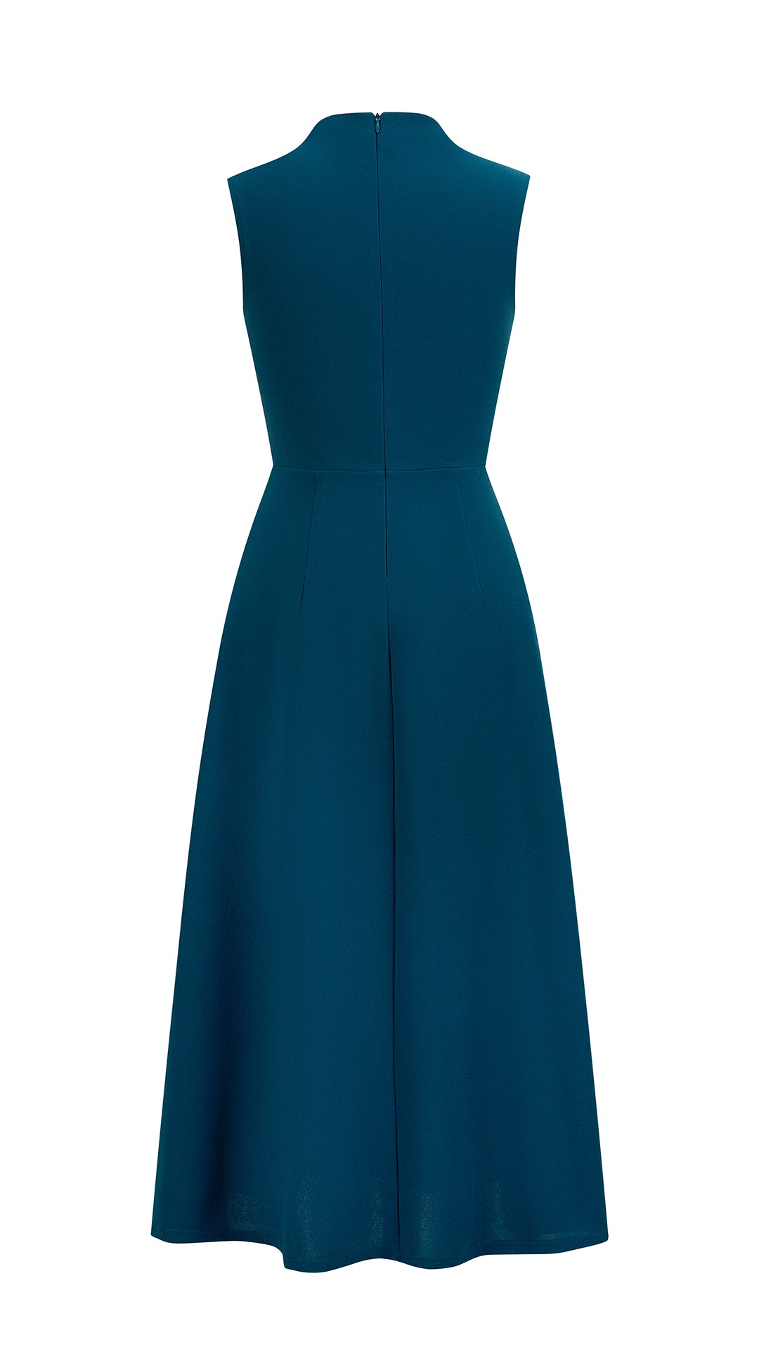 Abito Midi Donna Senza Maniche, Collo con Nodo Arricciato, Vita Definita, Modello A‑Line Elegante per Cerimonie e Ufficio