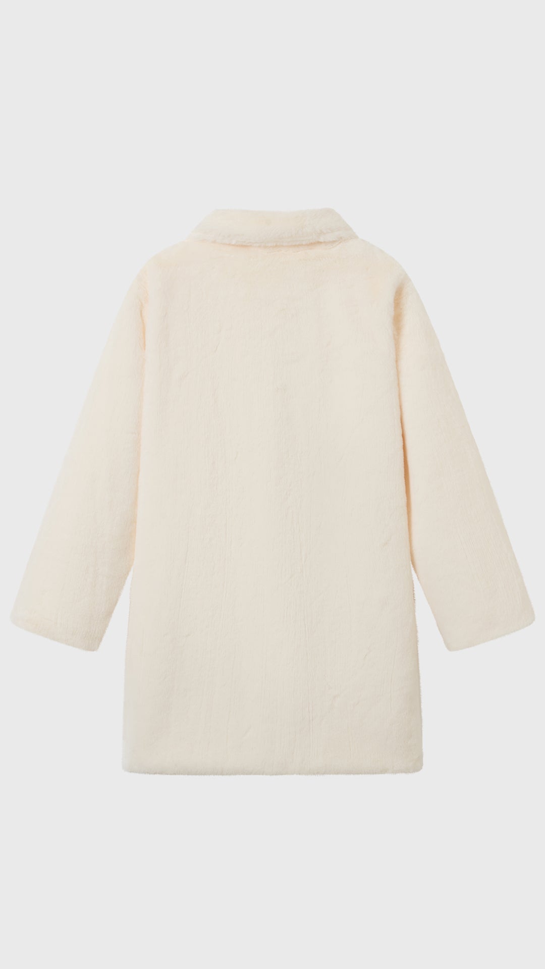 Cappotto medio in peluche sintetica con colletto a revers