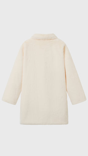 Cappotto medio in peluche sintetica con colletto a revers