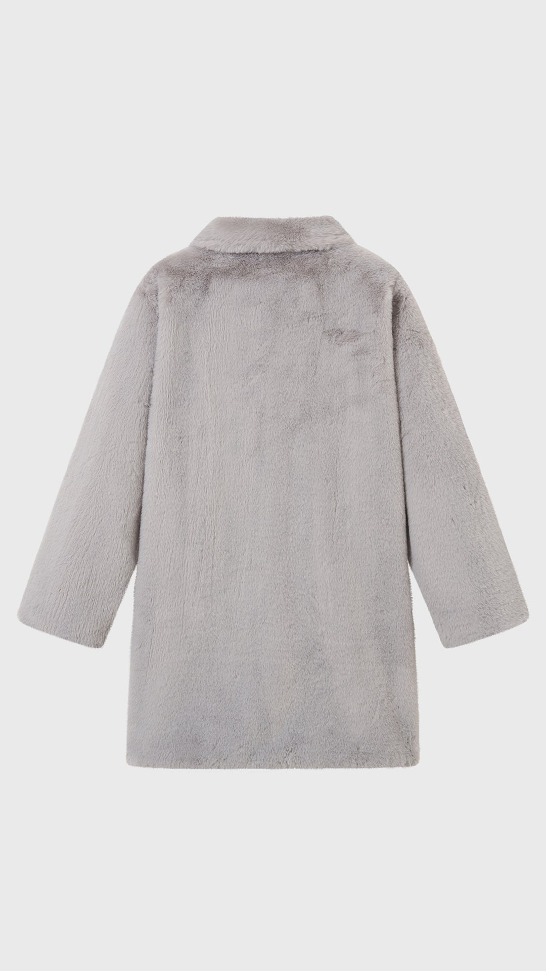Cappotto medio in peluche sintetica con colletto a revers
