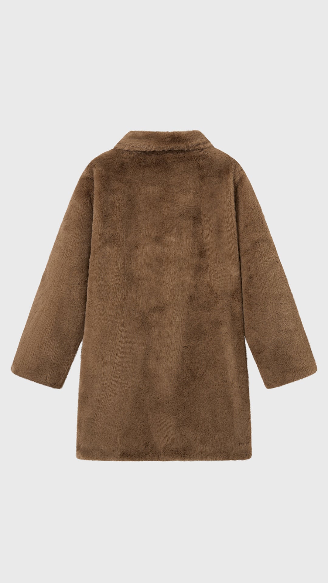 Cappotto medio in peluche sintetica con colletto a revers