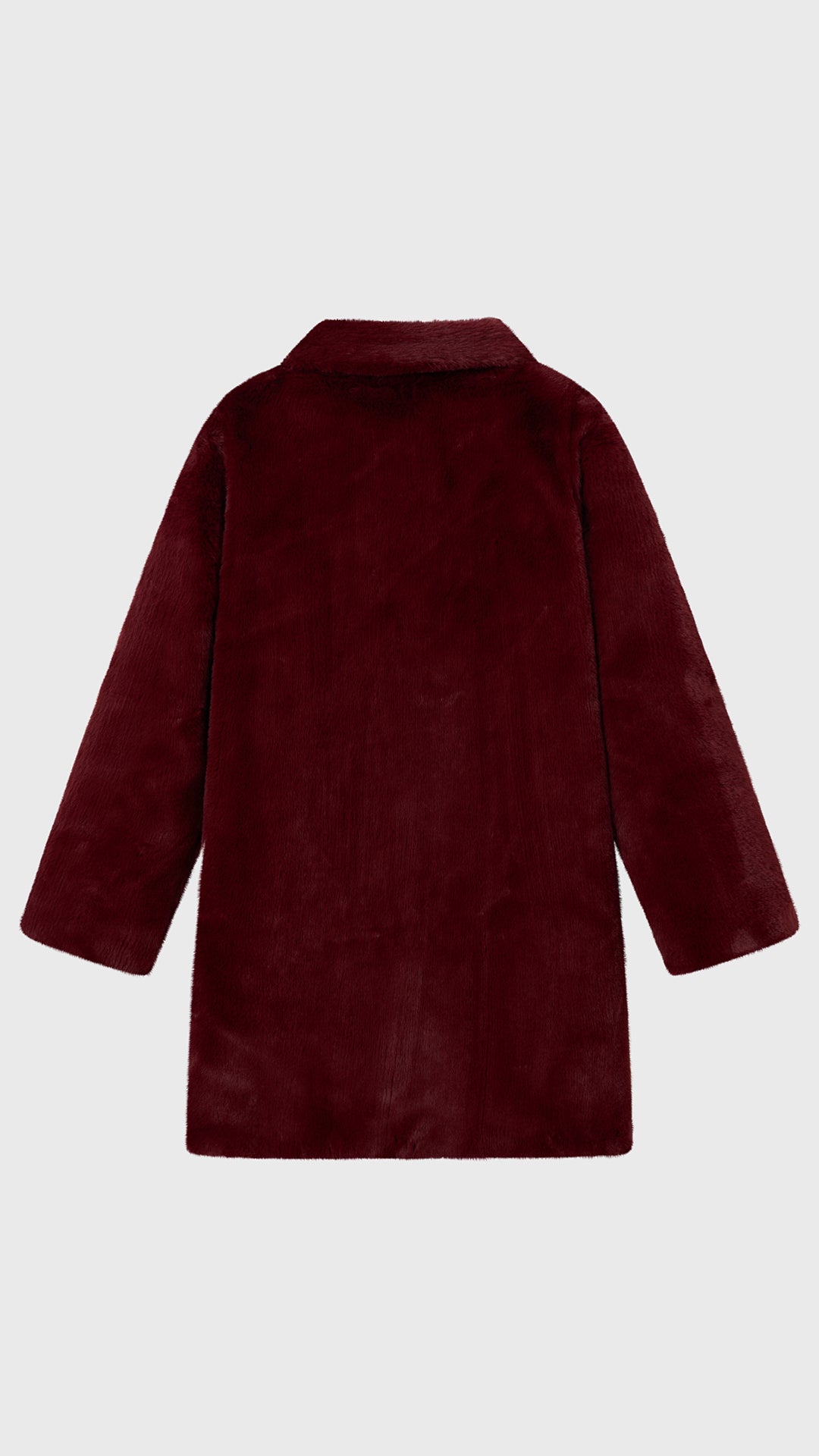 Cappotto medio in peluche sintetica con colletto a revers