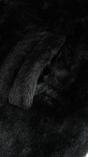 Cappotto lungo in peluche sintetica con colletto a revers