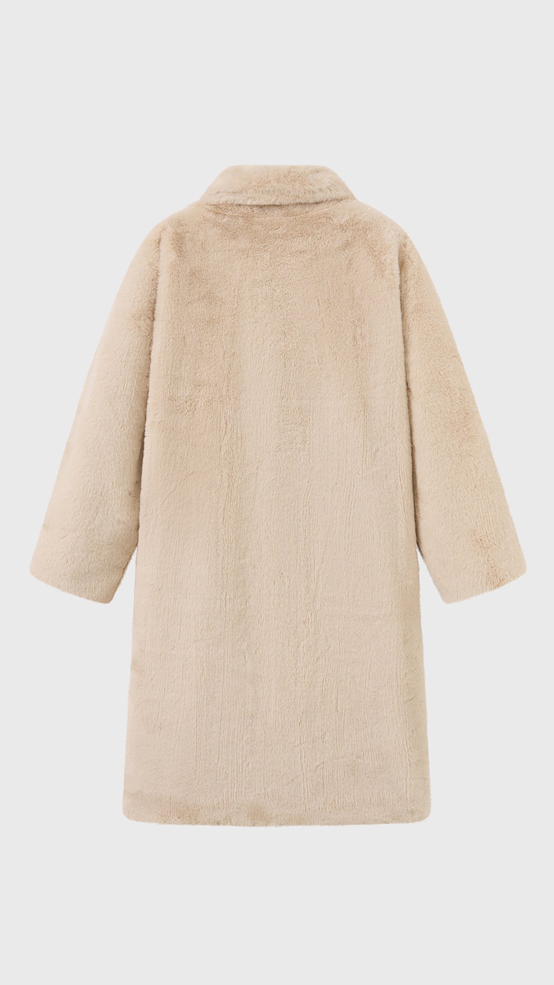 Cappotto lungo in peluche sintetica con colletto a revers