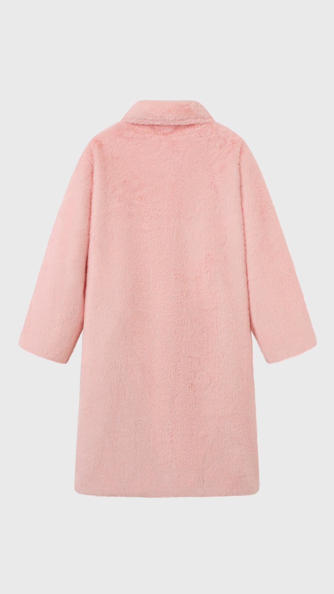 Cappotto lungo in peluche sintetica con colletto a revers