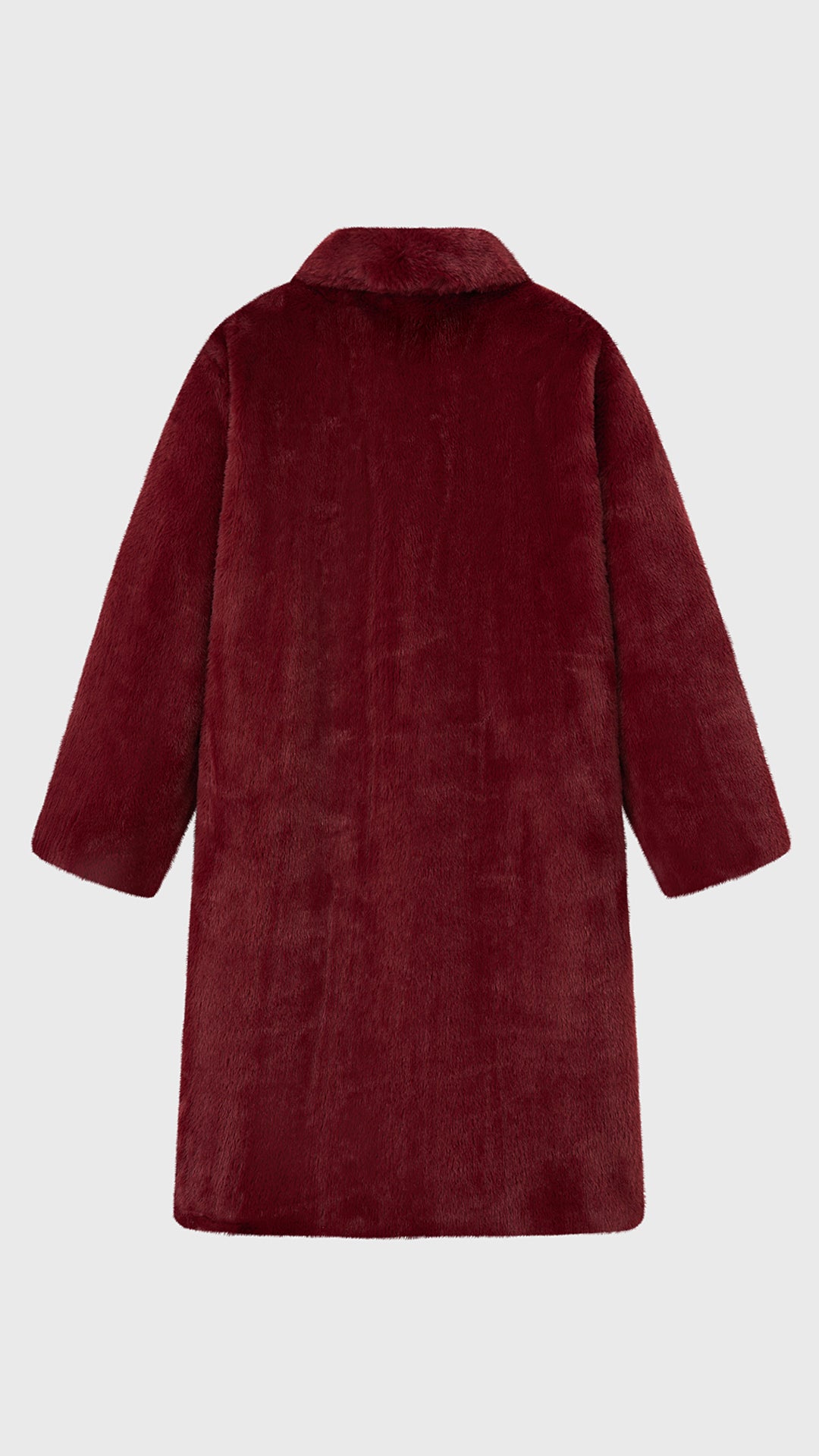 Cappotto lungo in peluche sintetica con colletto a revers