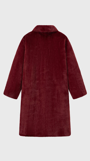 Cappotto lungo in peluche sintetica con colletto a revers