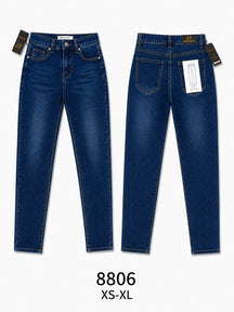 Pantaloni jeans slim vita alta donna, pantaloni a sigaretta lavaggio sfumato, casual everyday, taglie XS-XL