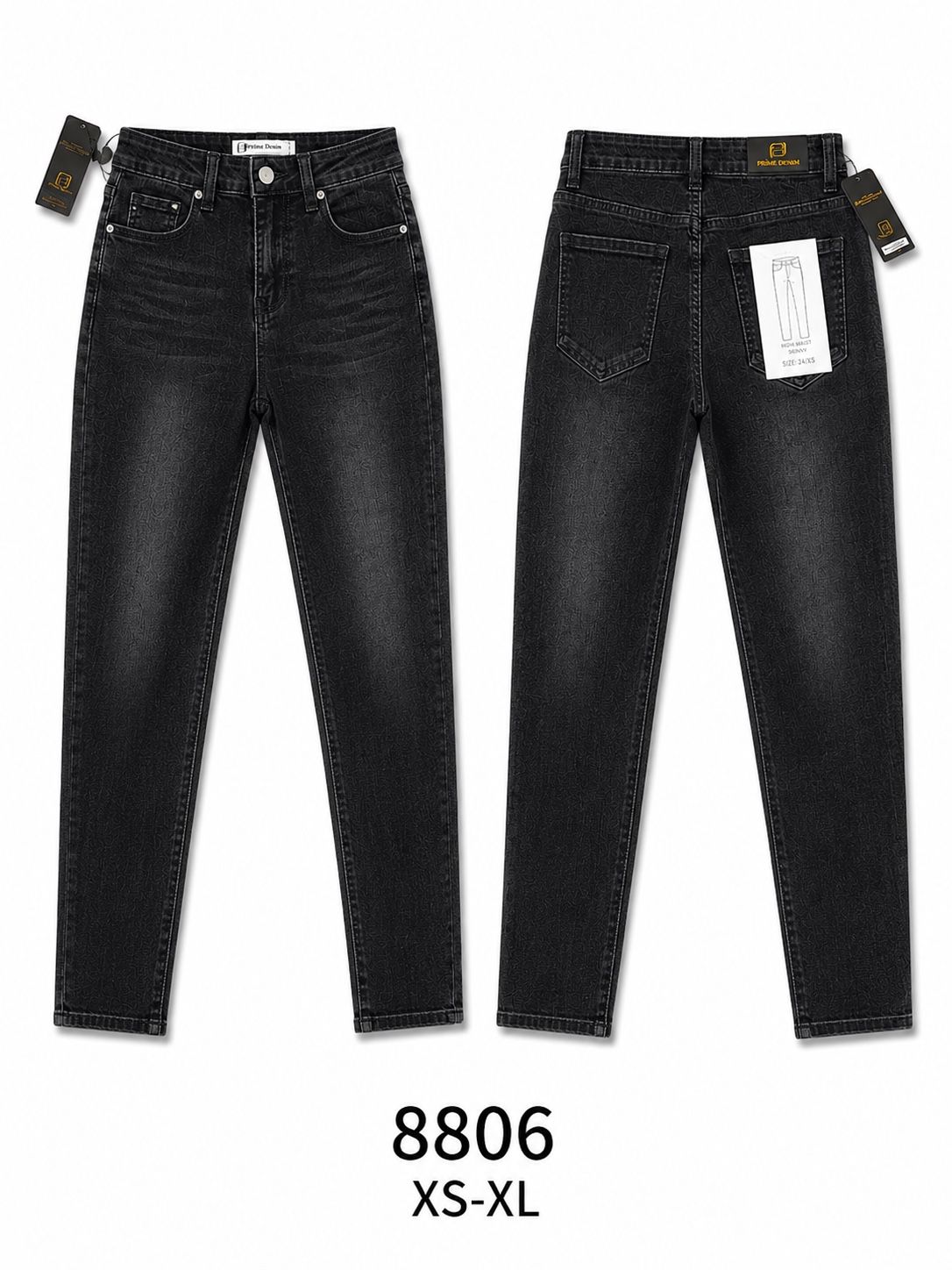 Pantaloni jeans slim vita alta donna, pantaloni a sigaretta lavaggio sfumato, casual everyday, taglie XS-XL