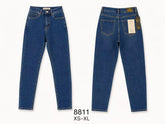 Pantaloni jeans slim a vita alta donna, jeans aderenti alla caviglia, modello basic casual quotidiano, taglie XS-XL