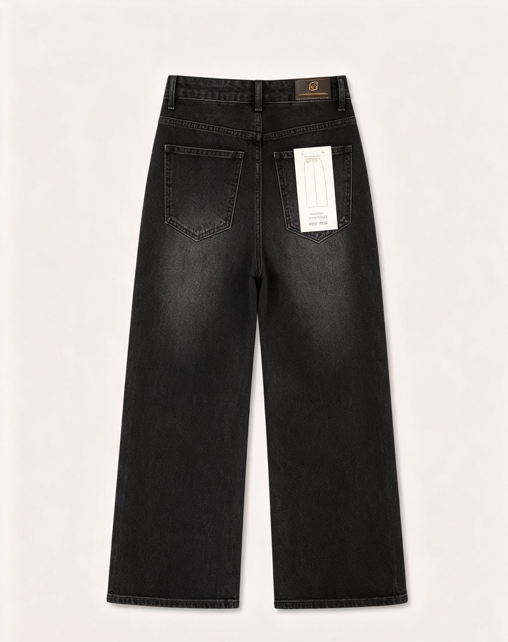 Pantaloni jeans a gamba larga vita alta donna, jeans basic larghi effetto sfumato, modello casual quotidiano, taglie XS-XL