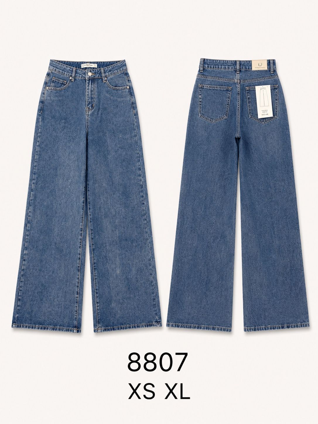 Pantaloni jeans a gamba larga vita alta donna, jeans larghi casual, modello basic senza decorazioni, taglie XS-XL