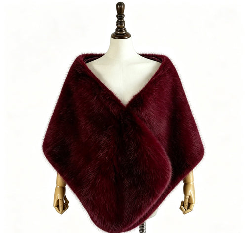 Poncho Scialle Donna in Pelliccia Sintetica, Mantella Elegante Taglia Unica 172x40 cm, Coprispalla Autunno Inverno per Feste e Matrimoni