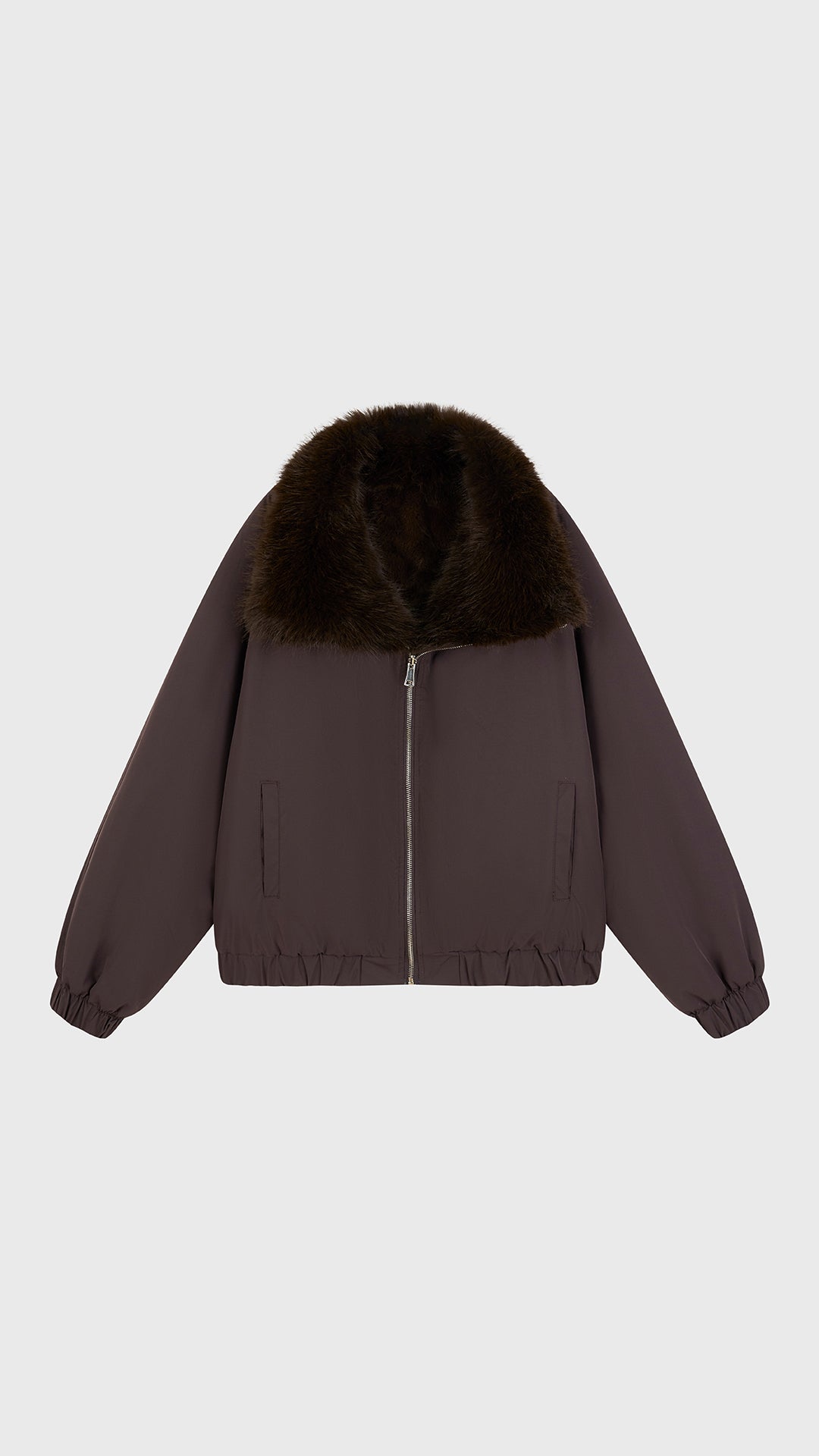 Giacca Corta Invernale Donna Doppio Uso, Collo Ampio in Peluche Sintetico, Chiusura con Zip, Giacca Bomber Reversibile Casual