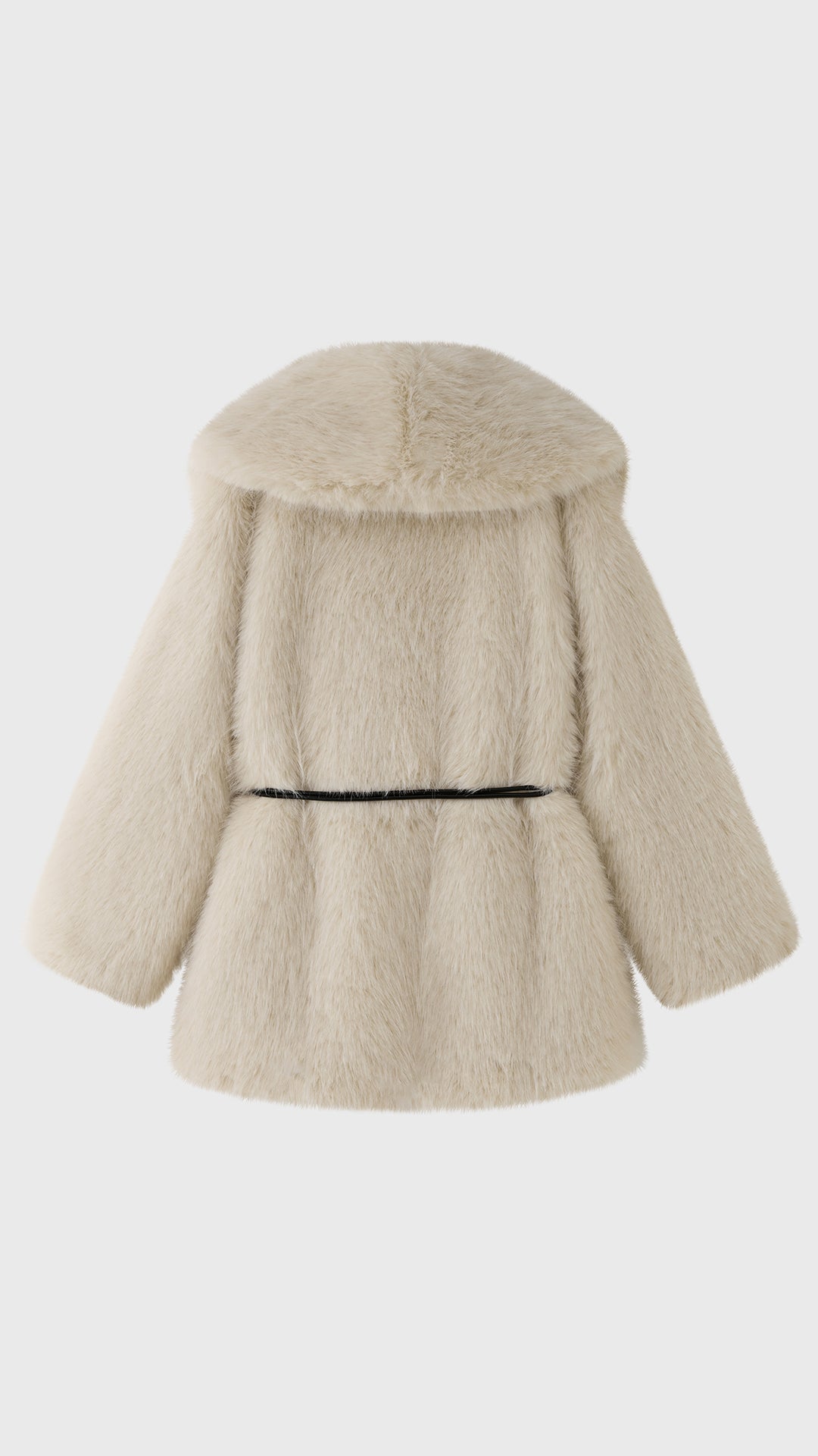 Cappotto Donna in Pelliccia Sintetica con Cintura, Giacca Elegante a Collo Ampio, Modello Avvolgente Caldo per Autunno Inverno