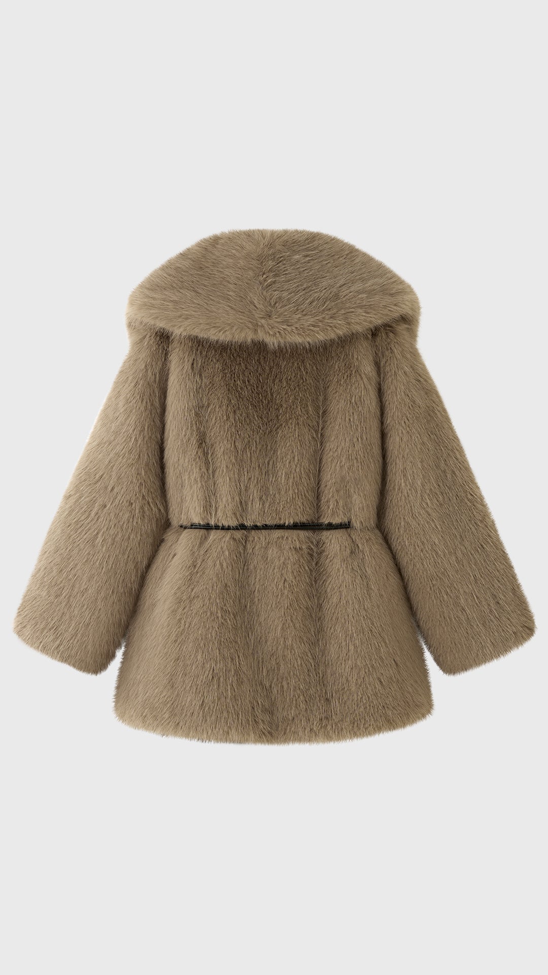 Cappotto Donna in Pelliccia Sintetica con Cintura, Giacca Elegante a Collo Ampio, Modello Avvolgente Caldo per Autunno Inverno
