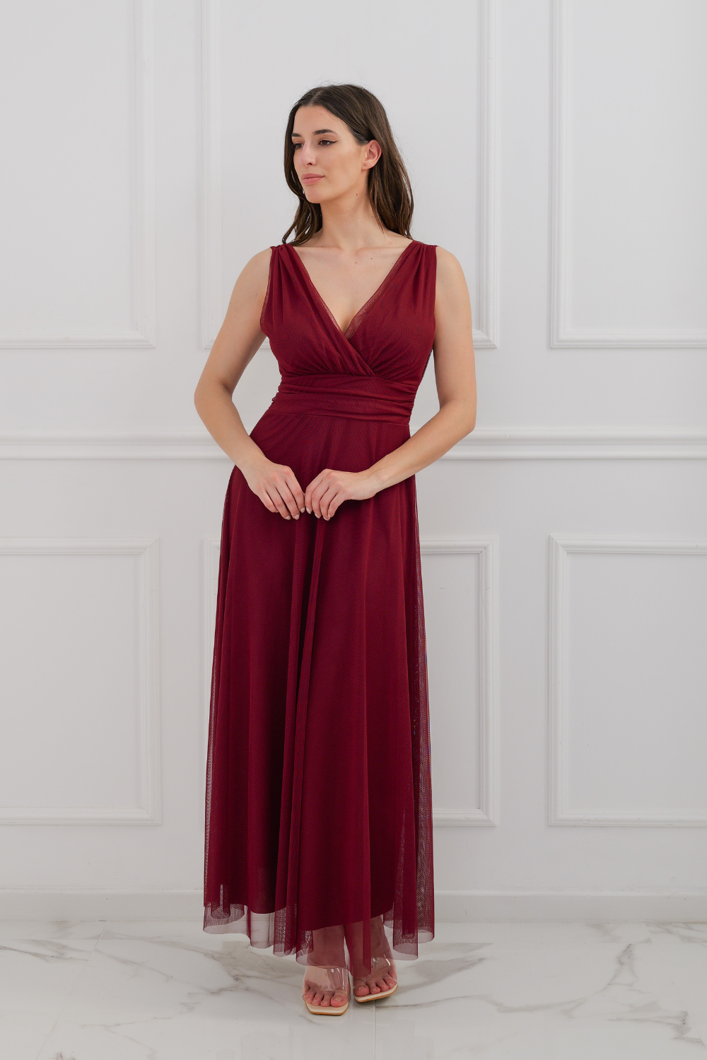 Flavia V-Neck Tulle Bridesmaid Dress