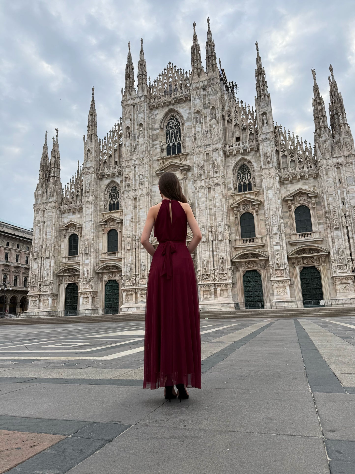 Abito lungo in tulle cut out Lucrezia