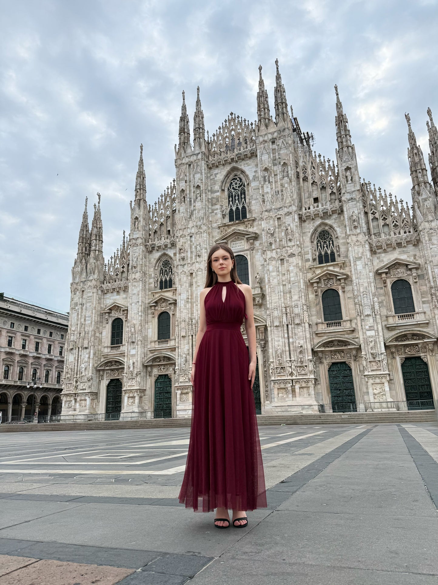 Abito lungo in tulle cut out Lucrezia