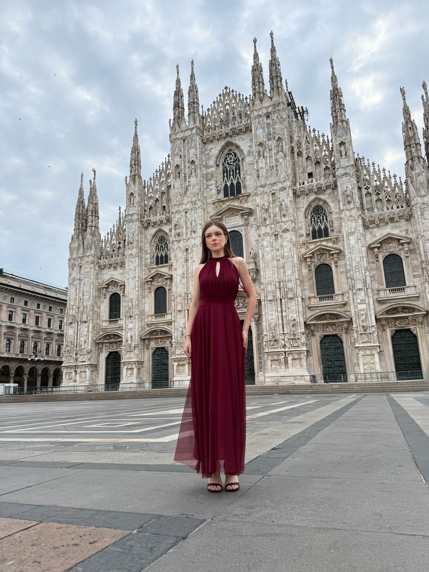 Abito lungo in tulle cut out Lucrezia