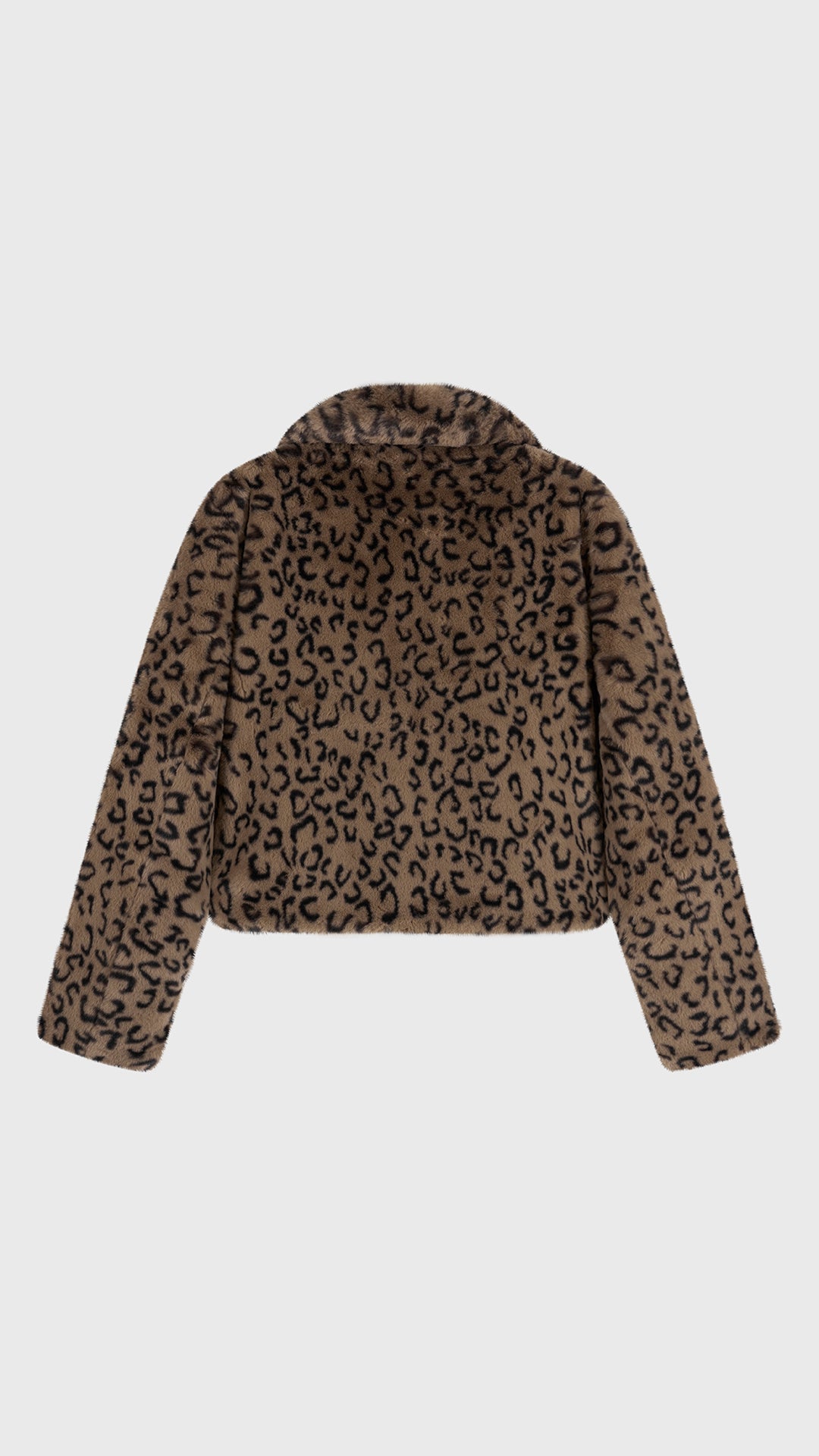 Giacca Corta Donna in Pelliccia Sintetica Stampa Leopardo, Cappotto con Collo a Revers, Modello Trendy Caldo per Autunno Inverno