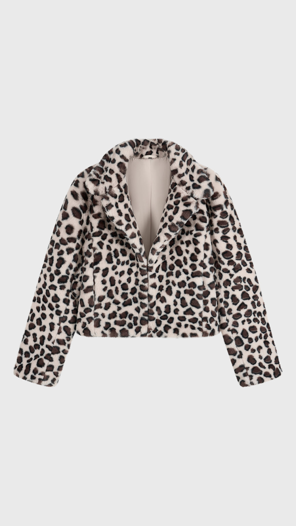 Giacca Corta Donna in Pelliccia Sintetica Stampa Leopardo, Cappotto con Collo a Revers, Modello Trendy Caldo per Autunno Inverno