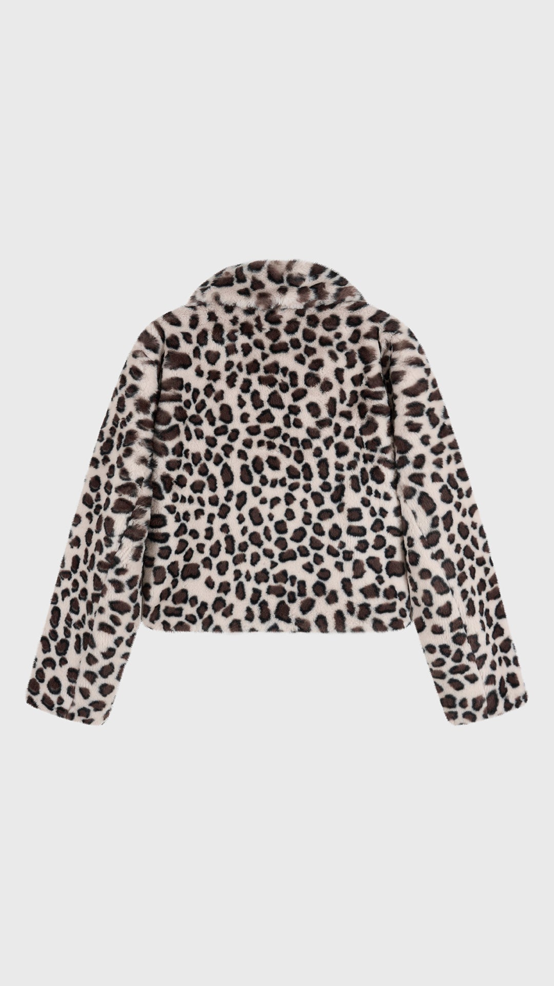 Giacca Corta Donna in Pelliccia Sintetica Stampa Leopardo, Cappotto con Collo a Revers, Modello Trendy Caldo per Autunno Inverno