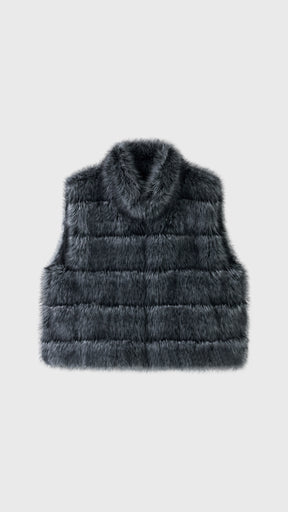 Gilet Senza Maniche Donna in Pelliccia Sintetica, Modello Collo Alto Elegante, Gilet Corto Invernale Casual per Abbinamenti Outfit