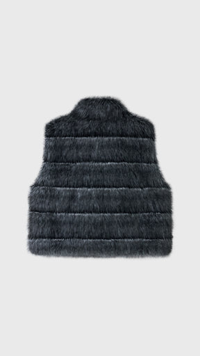 Gilet Senza Maniche Donna in Pelliccia Sintetica, Modello Collo Alto Elegante, Gilet Corto Invernale Casual per Abbinamenti Outfit