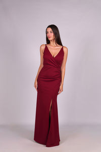 Abito “Loreta” – Eleganza drappeggiata con spacco frontale