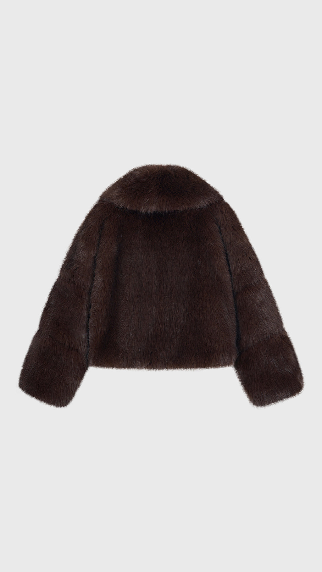 Giacca Corta Donna in Peluche Sintetico, Collo a Revers Ampio, Modello Corto Invernale Elegante