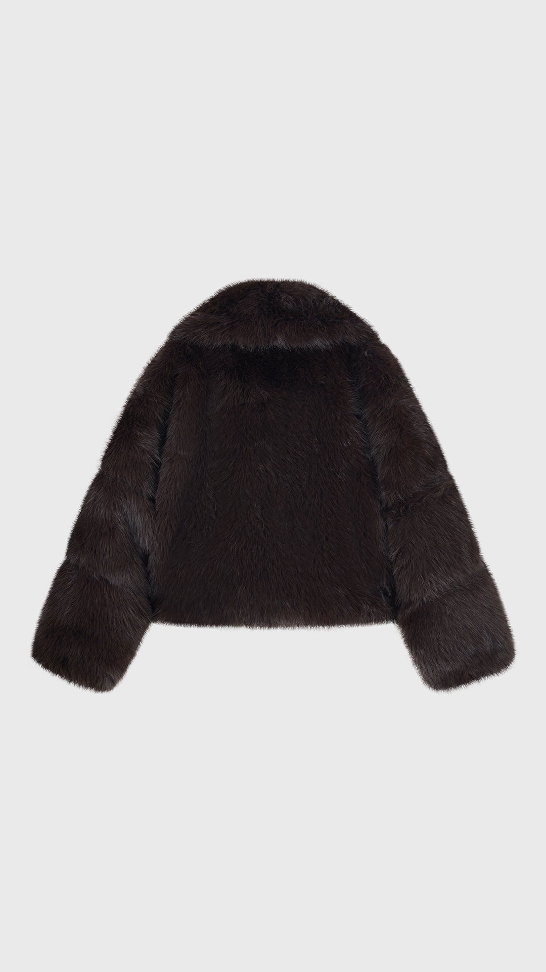 Giacca Corta Donna in Peluche Sintetico, Collo a Revers Ampio, Modello Corto Invernale Elegante