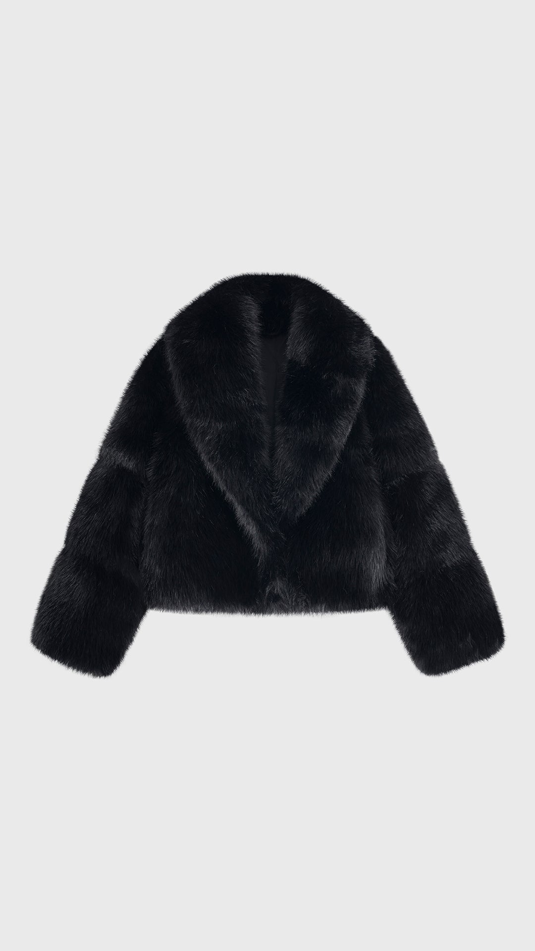 Giacca Corta Donna in Peluche Sintetico, Collo a Revers Ampio, Modello Corto Invernale Elegante