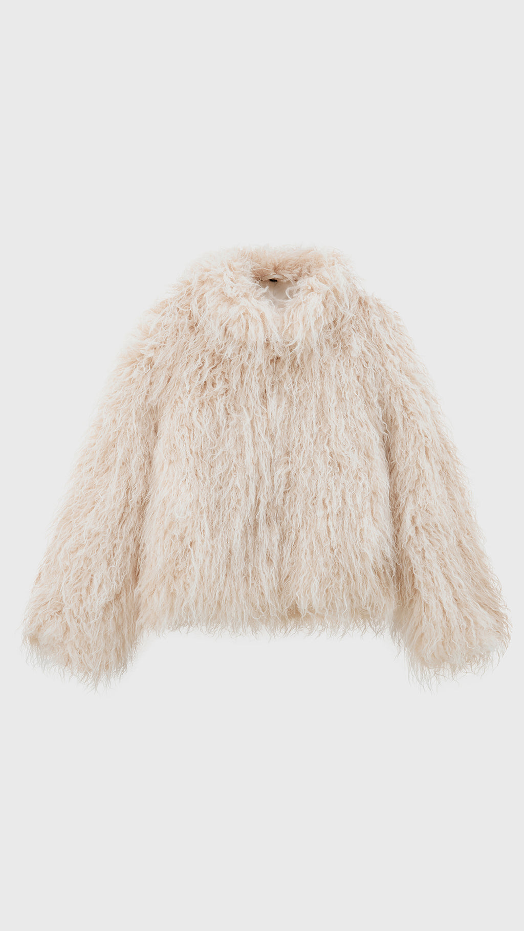 Giacca corta donna in pelliccia sintetica riccia , collo alto stile casual