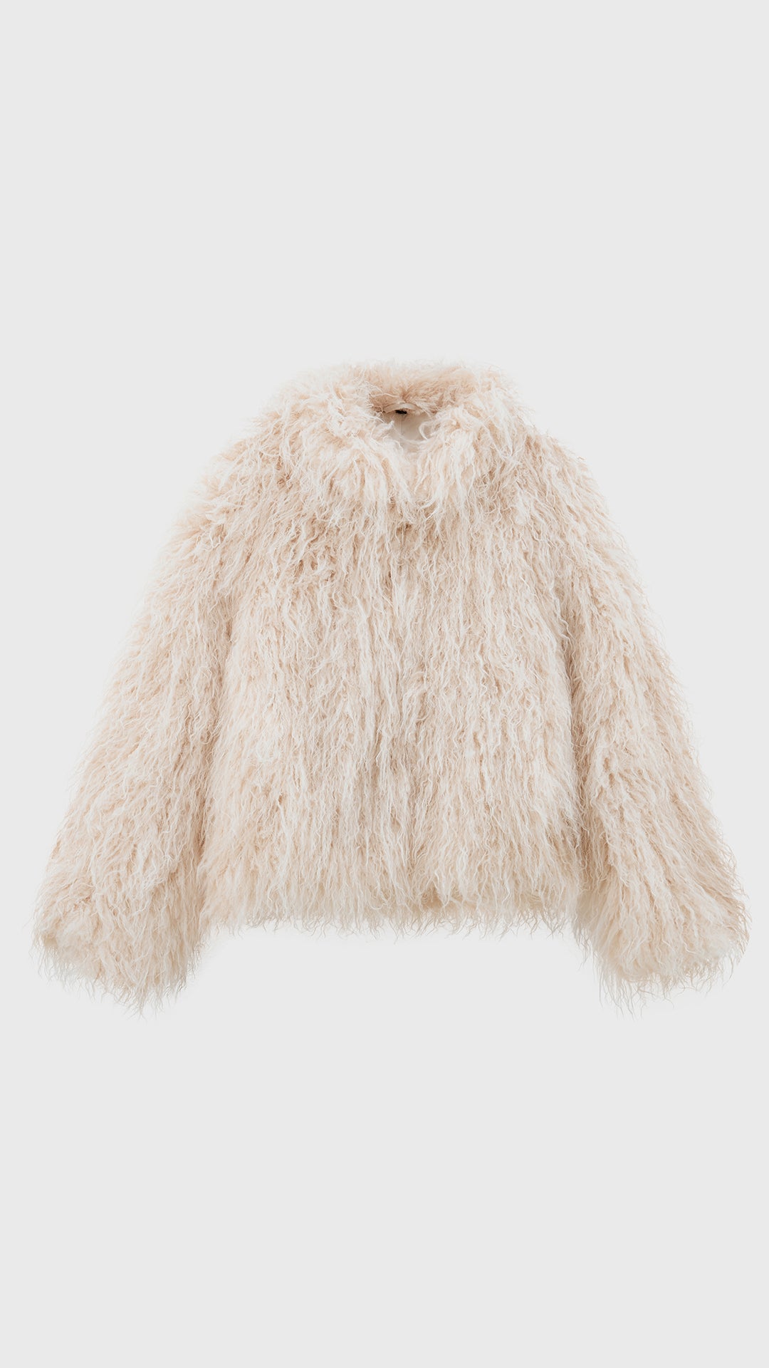 Giacca corta donna in pelliccia sintetica riccia , collo alto stile casual
