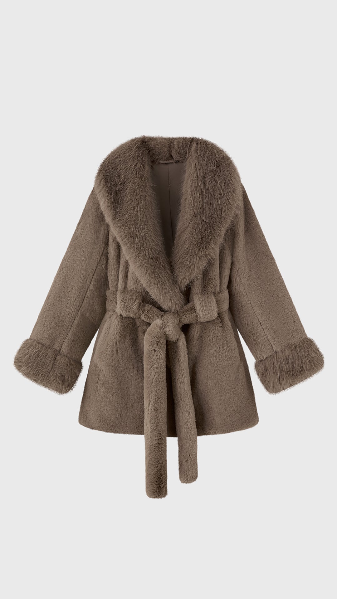 Cappotto Donna in Pelliccia Sintetica con Cintura a Nodo, Giacca Elegante Taglia Unica, Modello Avvolgente Caldo Invernale