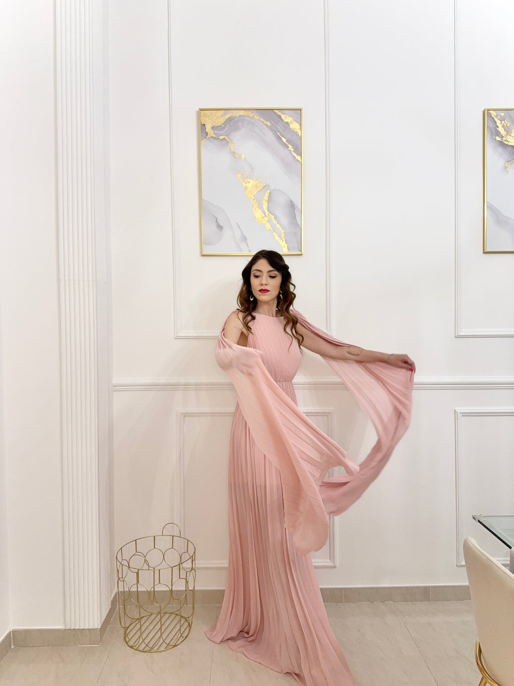 Alice elegant long pleated dress